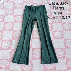Cat & Jack Green Checkered Kids Flares
